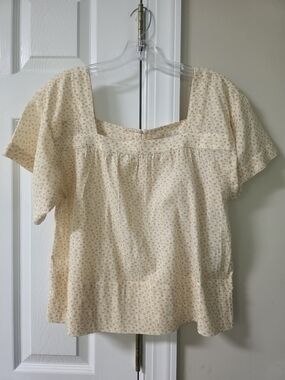 NWT Madewell Cream Floral Square-Neck Women's Square Top Medium